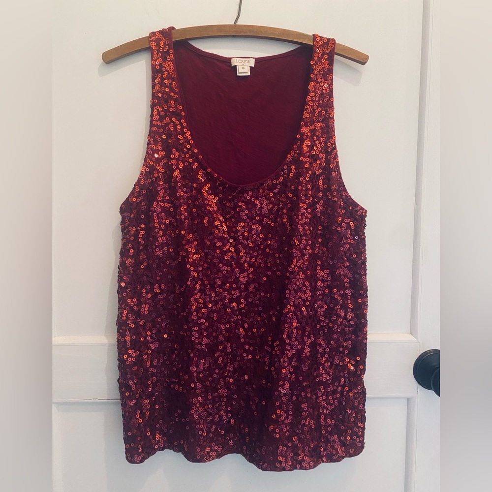 J.Crew Sequin Burgundy Tank Top